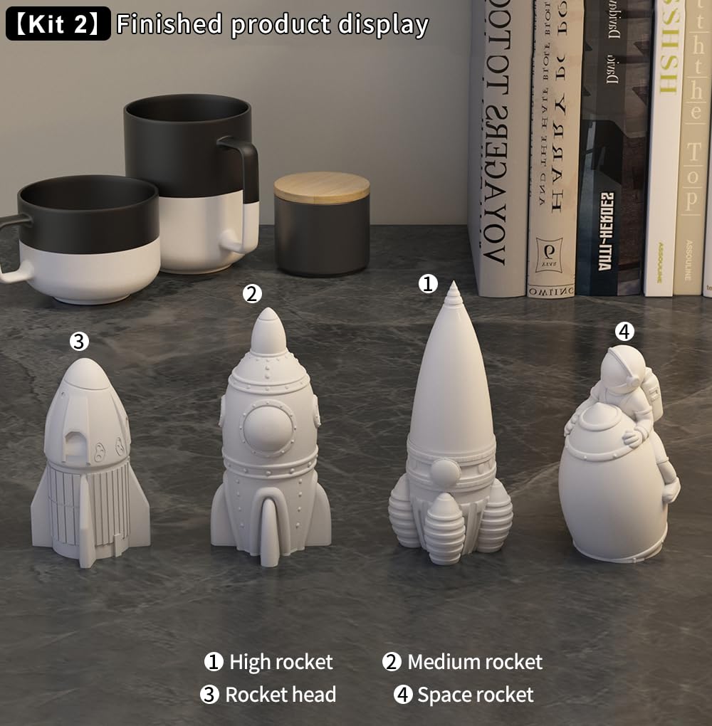 Space Planet Resin Molds Silicone，【7-Piece Set】 Epoxy Resin Space Astronaut Silicone molds,3D Resin Spaceballs Molds, Small Rocket Silicone Model, Space Rabbit DIY Gift Sets for Teens (【Kit 3】)