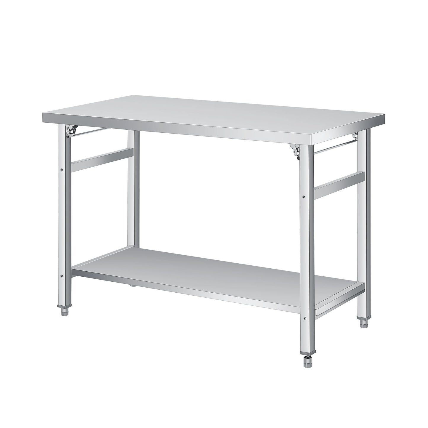 GAOMON 48" Folding Stainless Steel Table, 920 LBS Commercial Worktable Workstation with Undershelf for Prep & Work, NSF Stainless Steel Kitchen Island for Home Kitchen Restaurant Garage Warehouse