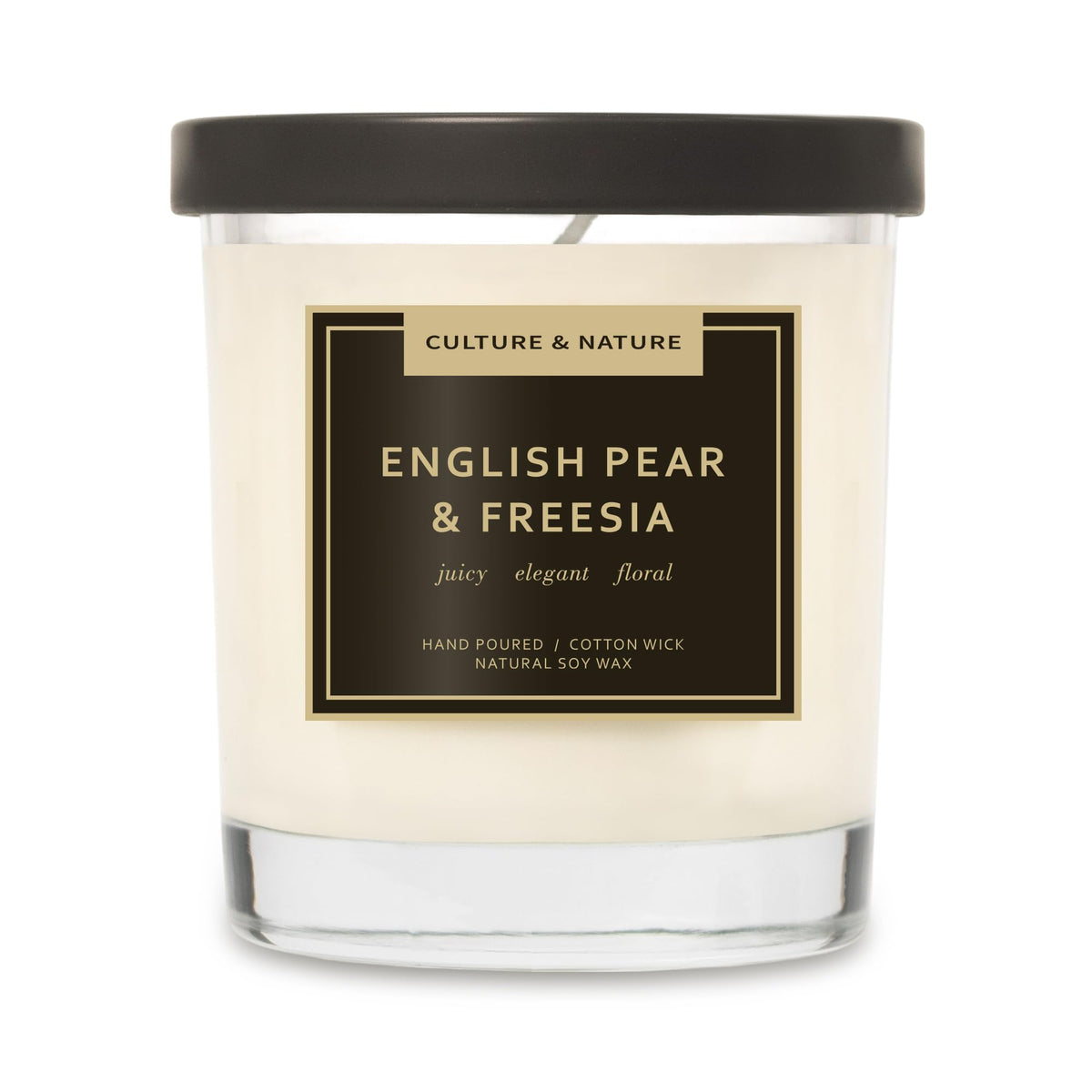 CULTURE & NATURE Natural Soy Wax Candle 7oz English Pear & Freesia Scented