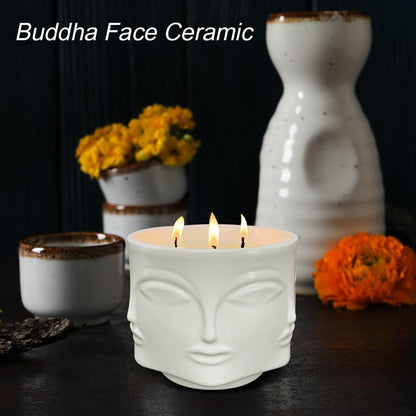 Strong Vanilla 3 Wick White Large Candle, 20oz, Ceramic, Outdoor Scented Candles, 100% Soy, for Home Scented, Yoga, Meditation, Patio, Table Decor, Beautiful Candle Jars