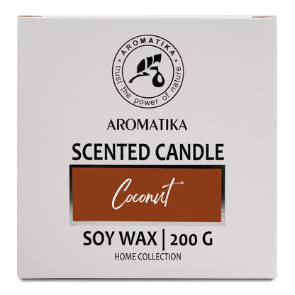 Scented Candle Coconut - Glass Candle Gift - Aromatherapy Candle with Soywax 200g - Up to 45 Hours Burn Time - Soy Wax Candles - Home Scented Candles