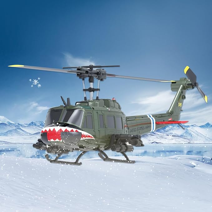 1/48 RC Helicopter for Adults RC ERA C032 UH-1 Huey 2.4G 6CH Gyro Stabilized Remote Control Aircraft with Altitude Hold &amp Optical Flow One-Key Takeoff/Landing