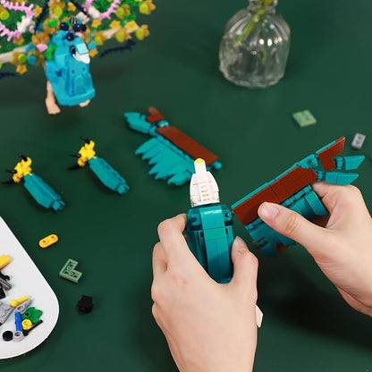 KAZI Bird Building Toy SetParrotPeacockFun Building Blocks for Kids Ages 8 and UpBuild and Display Birds Model for Bird EnthusiastsEaster Basket StuffersGift for Birds LoversParty Favors