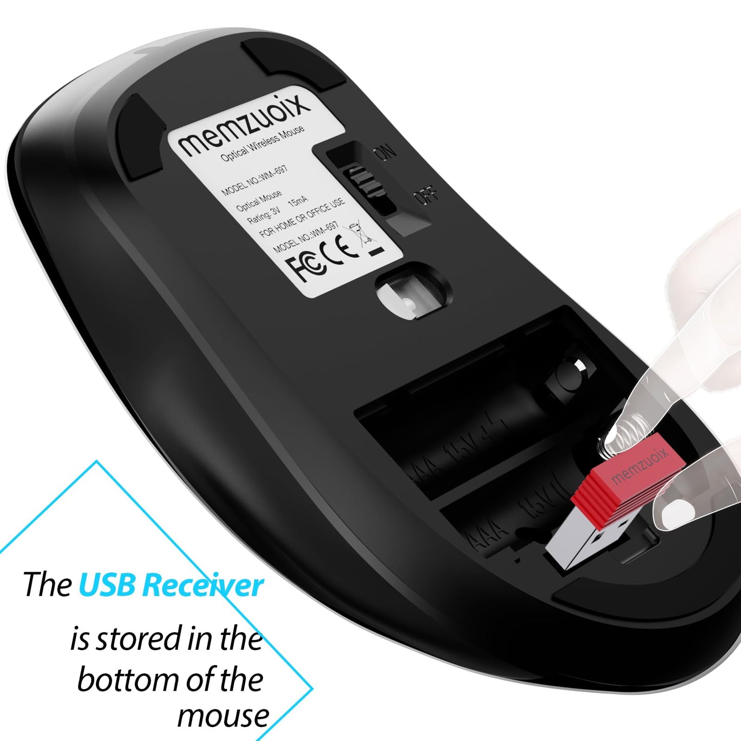 memzuoix 2.4G Wireless Mouse, 1400 DPI Mobile Optical Cordless Mouse with USB Receiver, Portable Computer Mice for Laptop, PC, Desktop, MacBook, 5 Buttons, Red