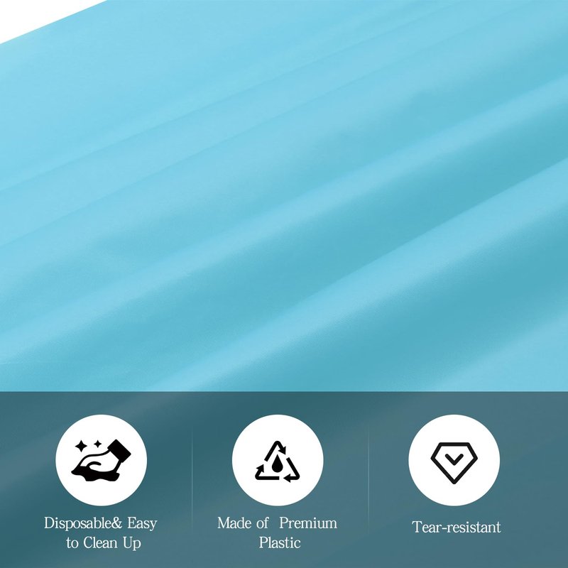tujol Light Blue 6 Pack Plastic Table Cloth 54" x 108", Disposable Tablecloths Rectangle Table Cover, Plastic Tablecloths for Parties