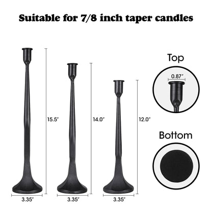 Iron Taper Candle Holder,Tall Black Candlestick Holders Decorative Candle Stand,Candle Holder Set of 3