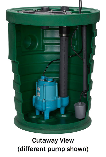 Little Giant 10SF2V2D Pit Plus SR Sewage Basin System with 115-Volt, 1/2 HP, 7200 GPH 10SC-CIM Sewage Pump and 20-Ft. Cord, Green/Blue/Black, 511661