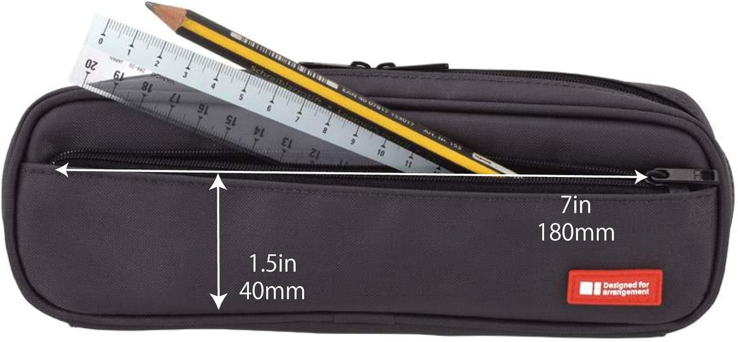 LIHIT LAB Large Capacity Zipper Long Pencil Case For School Office College, Big Capacity Pencil Bag Holder Adults Teen Boys Girls, Travel Cosmetics Storage, Blue (A7552-108)