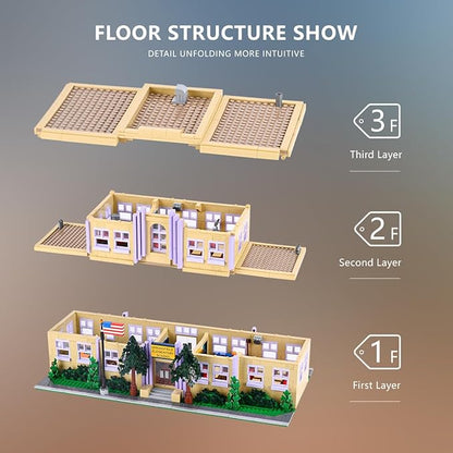 Simpsans Springfiald School Building Blocks - Moc American SCA Two-Story ArchitectureModular City House Building Sets - 3500 Pieces - for AdultsHobbyistCollector