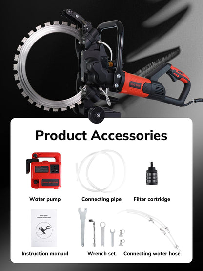16" Toroidal Electric Concrete Ring Saw 5500W, 110V, Wet/Dry Cutting with Water Pump, Max Depth 11.8", for Concrete, Bricks, Rebar, and Marble – High Power Diamond Cutter