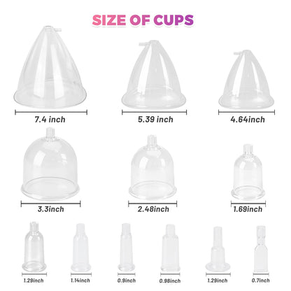 Meifuly Vacuum Therapy Machine with 1500ML Large Cups, Vacuum Cupping Machine, Vacuum Cupping Therapy Sets with 24 Vacuum Cups and 3 Pumps, 0-60 cmHg