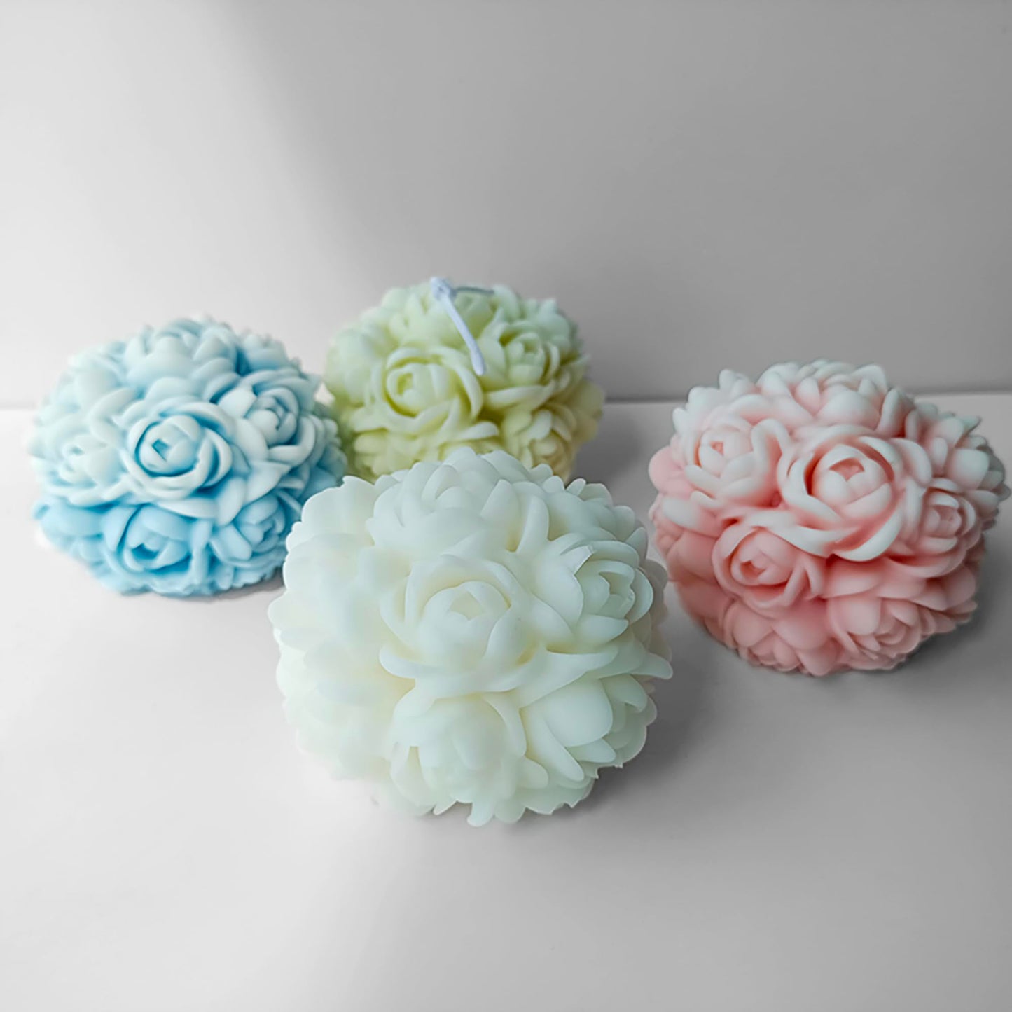 Ball Rose Candle Molds 3D Round Flower Resin Mold - Resin Casting Silicone Molds for Home Decor & Candle Making Wave Spiral Mold