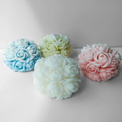 Ball Rose Candle Molds 3D Round Flower Resin Mold - Resin Casting Silicone Molds for Home Decor & Candle Making Wave Spiral Mold