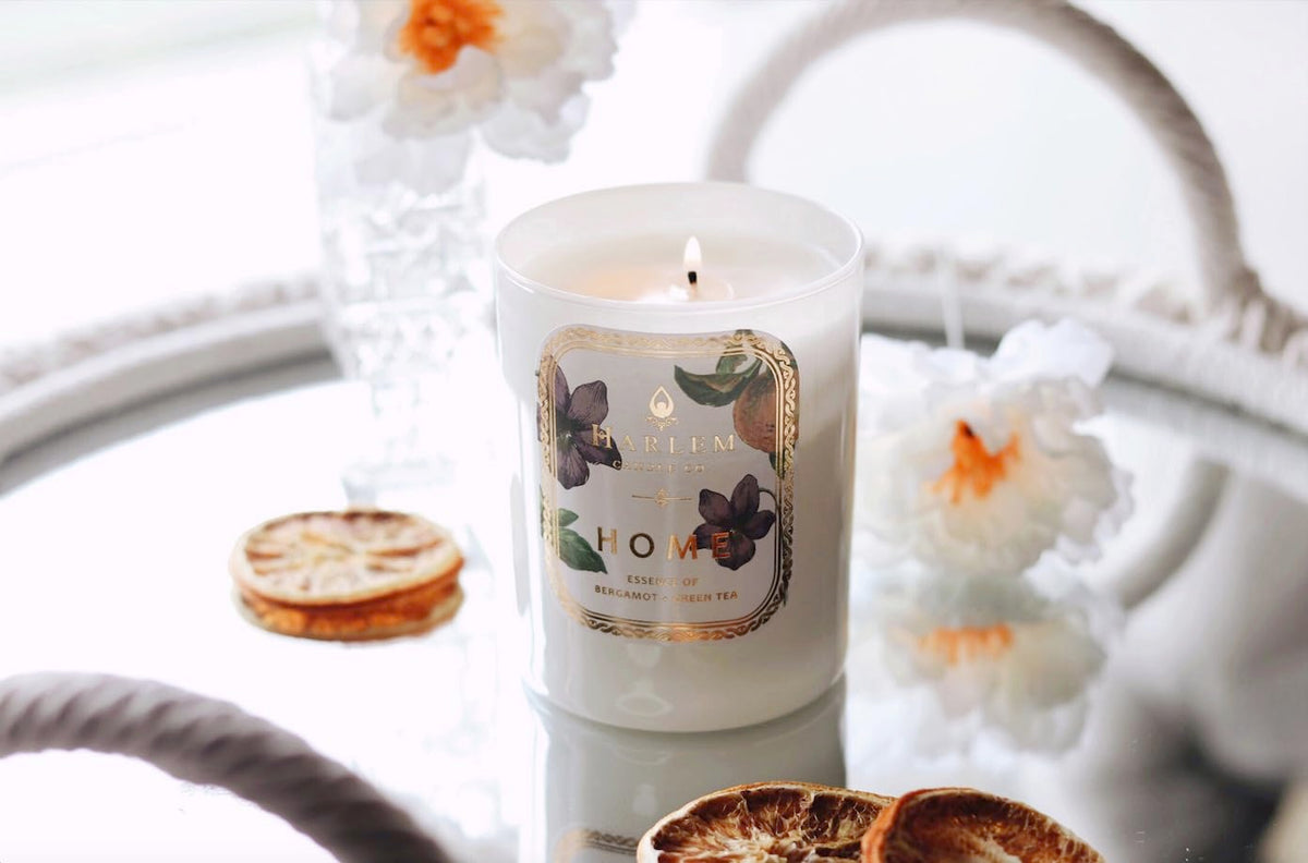 HARLEM CANDLE CO. Home - Luxury Scented Soy Candle, 11 oz - 80-Hour Burn Time | Bergamot, Jasmine, Sandalwood, Mandarin Orange and Green Tea Leaves | Scented Candles for Home