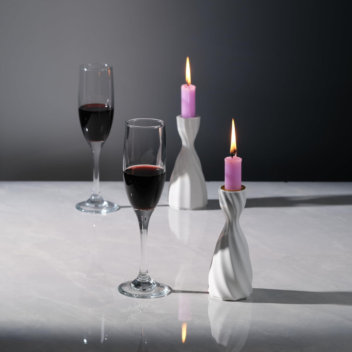 ICNBUYS Twizzle Twist Candle Holder, Decorative Candle Holder for Table Display, Romantic Decoration, Unique Home DÉCOR Aesthetic, Housewarming Gift, Sculpture Candle Stand Set of 2 Cement