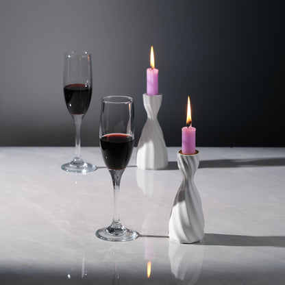 ICNBUYS Twizzle Twist Candle Holder, Decorative Candle Holder for Table Display, Romantic Decoration, Unique Home DÉCOR Aesthetic, Housewarming Gift, Sculpture Candle Stand Set of 2 Cement