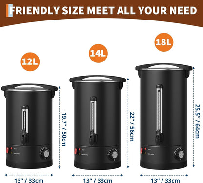 PeacefulHues 120 Cup Commercial Coffee Urn - 18L/4.8Gal Stainless Steel Electric Coffee Maker With Double Wall Insulation, Hot Beverage & Water Dispenser for Weddings, Parties, Catering, Buffets