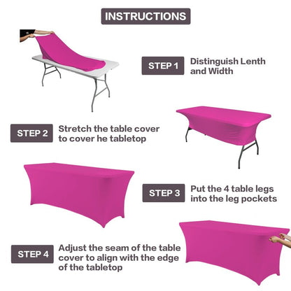 IVAPUPU 4FT Table Cloth for Rectangular Fitted Events Stretch Fuchsia Table Covers Washable Cover Spandex Tablecloth Protector for Party, Wedding, Cocktail, Banquet, Festival