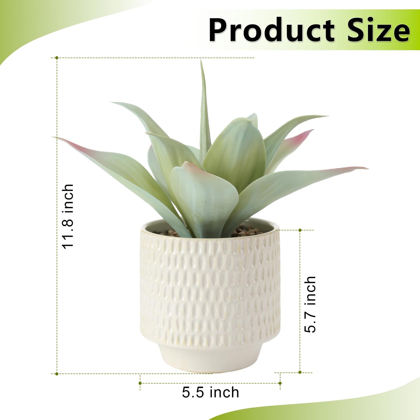 ALAGIRLS 11.8" Artificial Agave Plant, Faux Aloe Succulents Potted Plant Realistic Fake Agave Greenery with Ceramic Pot for Home Office Indoor Decor