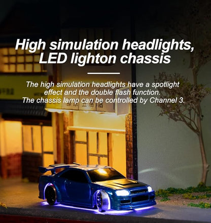 1:76 Turbo Racing Scale RC Sport Car Table Racing Remote Control Mini Model Car Full Proportional RTR Kit Toys (C64 Blue)