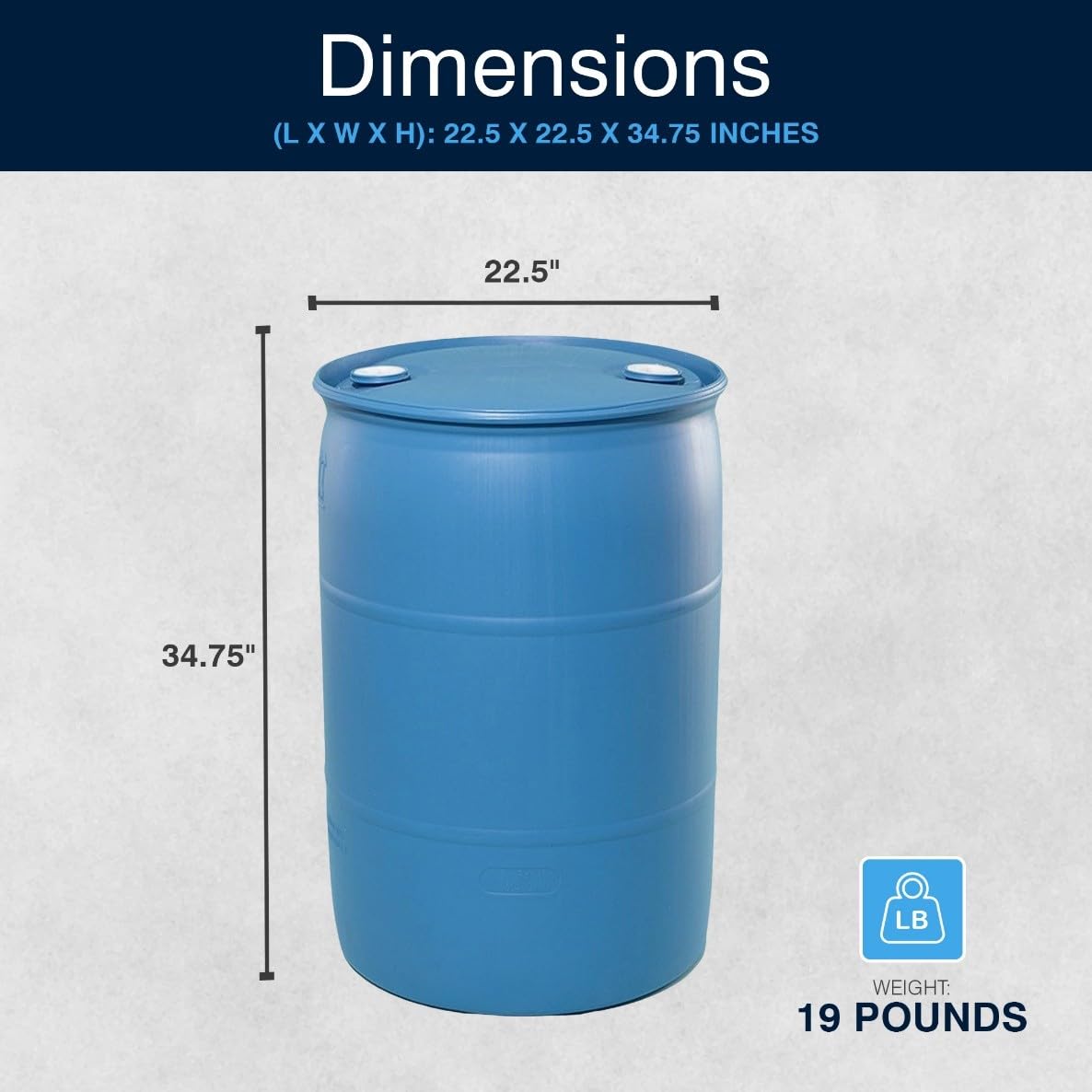 Bushman 55 Gallon Stackable Tight Head Drum - Closed Lid Blue