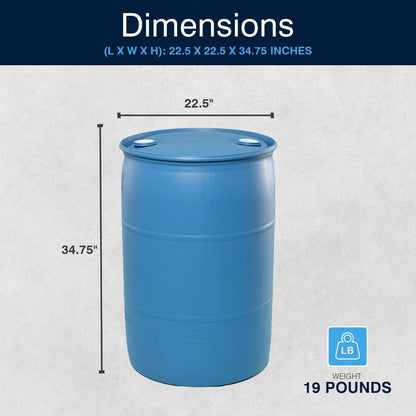 Bushman 55 Gallon Stackable Tight Head Drum - Closed Lid Blue