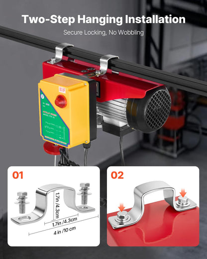 VEVOR Electric Hoist, 1760 lbs 120V Electric Winch with 328 ft Wireless Remote Control, 40 ft Single Cable Lifting Height, Single/Double Slings, Emergency Stop, Lift Hoist for Garage Warehouse Factory