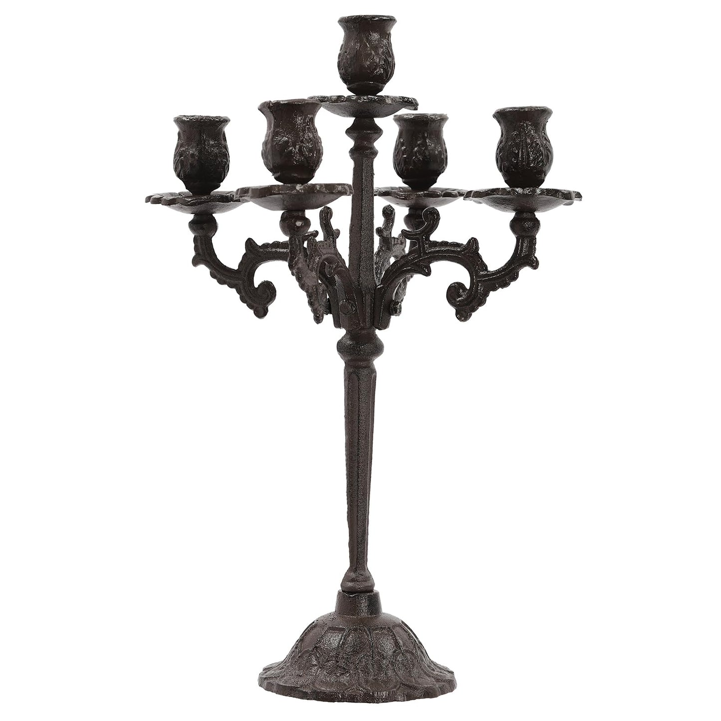 5-Candle Metal Candelabra 17inch Tall Decorative Pillar Candle Stand Elegant Candle Holder for Home Decor, Event, Wedding, Party