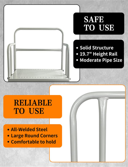 4 Steps Ladder with Wheels, Industrial & Warehouse Step Ladder, Rolling Steps Ladder with Vinyl Stair Edge Protector, 23.6IN Wide, 39.4IN top Step Height, 445LBs Capacity.