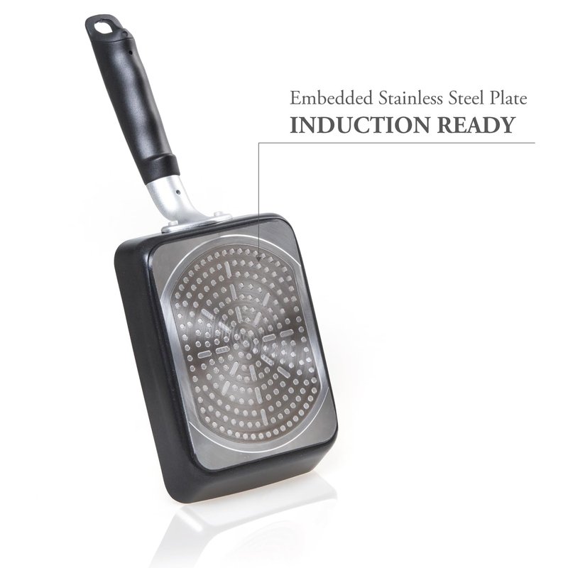 TECHEF - Tamagoyaki Japanese Omelette Pan/Egg Pan Skillet, PFOA-Free, Dishwasher Safe, Induction-Ready, Made in Korea (Black/Medium)