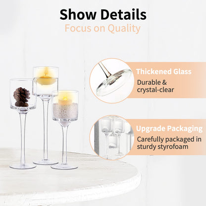 NUPTIO Tealight Candle Holders Bulk: Set of 30 Long Stemmed Candle Stands for Table Centerpiece Decor - Monet Candleholders for Floating Candles