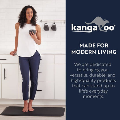 KANGAROO Anti Fatigue Mats for Kitchen Floor, 3/4 Inch Thick Cushioned Ergonomic Mat, Reduce Foot Pressure, Waterproof Comfort Rug for Under Sinks, Office Standing Desk, Store Floors, 20x32 Black
