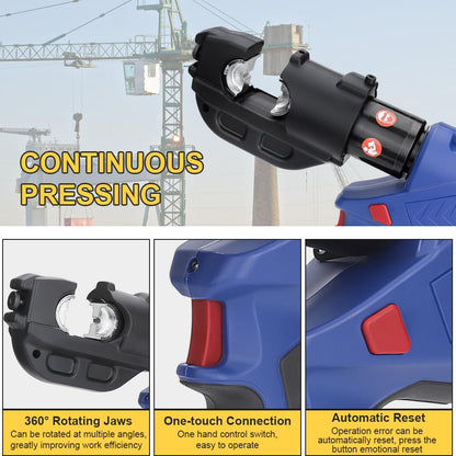 aienvh Electric Hydraulic Cable Crimping Tool 12 Ton, with Digital Display, Suitable for Wires and Copper/Aluminum Terminals, Includes 11 Sets of Dies and 2 Rechargeable 5.0A Batteries