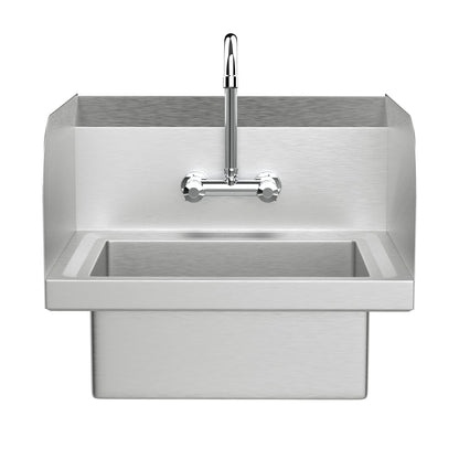 Bonnlo Upgraded Commercial Hand Wash Stainless Steel Prep/Bar Sink with Side Splash Guard - Wall Mount Utility Sink Hand Washing Basin with Faucet for Commercial Restaurant RV Kitchen