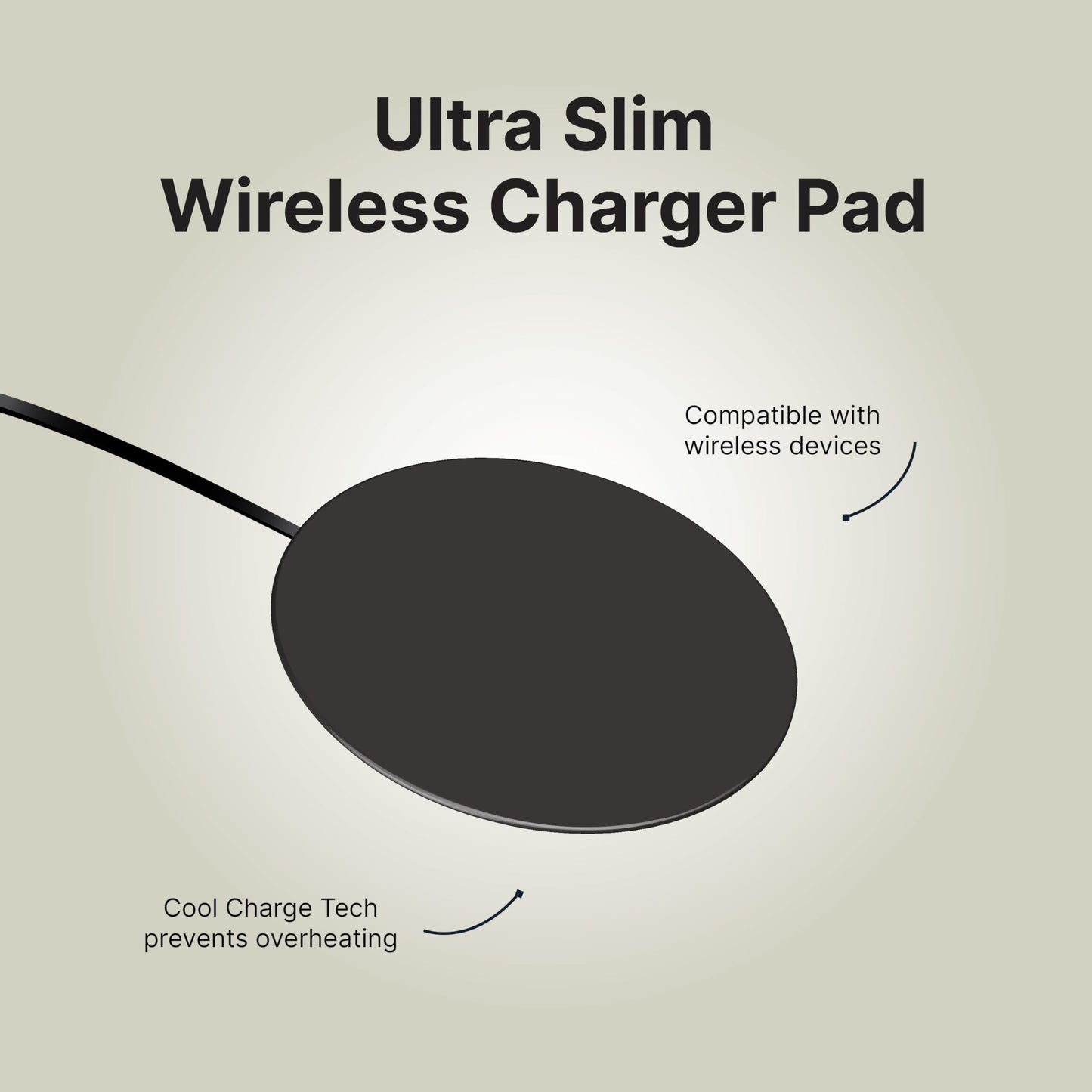 IJS Ultra Slim Universal Fast Wireless Charger - Phone Charger Compatible with All Qi Enabled Phones - Smart Round Fast Charging Pad for Multiple Devices (Black)