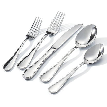 KINGSTONE 40 Piece Teardrop Silverware Set for 8, 18/10 Stainless Steel Flatware Set, Modern Design Cutlery Set for Home/Hotel/Wedding,Mirror Polished and Dishwasher Safe
