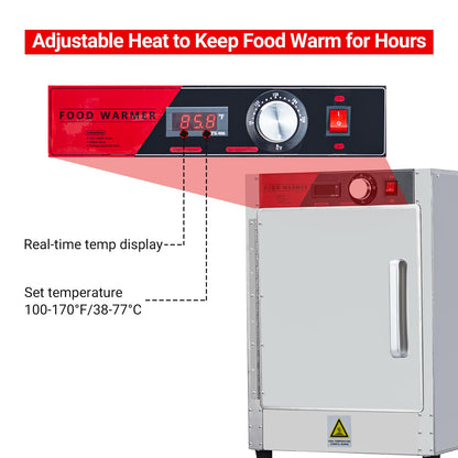 EliteEdge 4-Tier Hot Box Food Warmer 16"x23"x23", 850W Stainless Steel Heated Cabinet/Proofing Cabinet with Water Tray, Fits 1/1 Pans, Perfect for Pizza, Chicken, Patty, Pastry