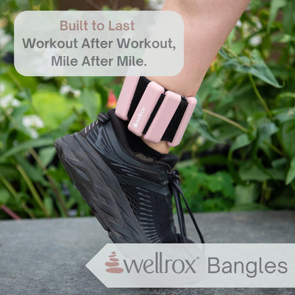 Wellrox Weighted Bangles – Adjustable Ankle and Wrist Weights for Women & Men – Set of Ankle Weights 2 lbs (1 lb Each Wrist Weight) | Weighted Arm Bands for Pilates, Yoga, Running & Walking (Rose)