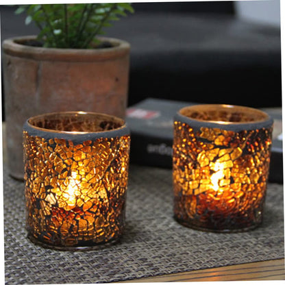 OSALADI European Style Glass Candlestick Set of 2 Stylish Candle Holders for Home and Party Desktop Decor 2.95X2.95X3.34In Flameless Candle Holder Alternative