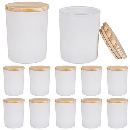 COYACOOL 12PCS Candle Jars for Making Candles, 7 oz Thick Empty Glass Candle Making Jars with Bamboo Lids, in Bulk, Matte White