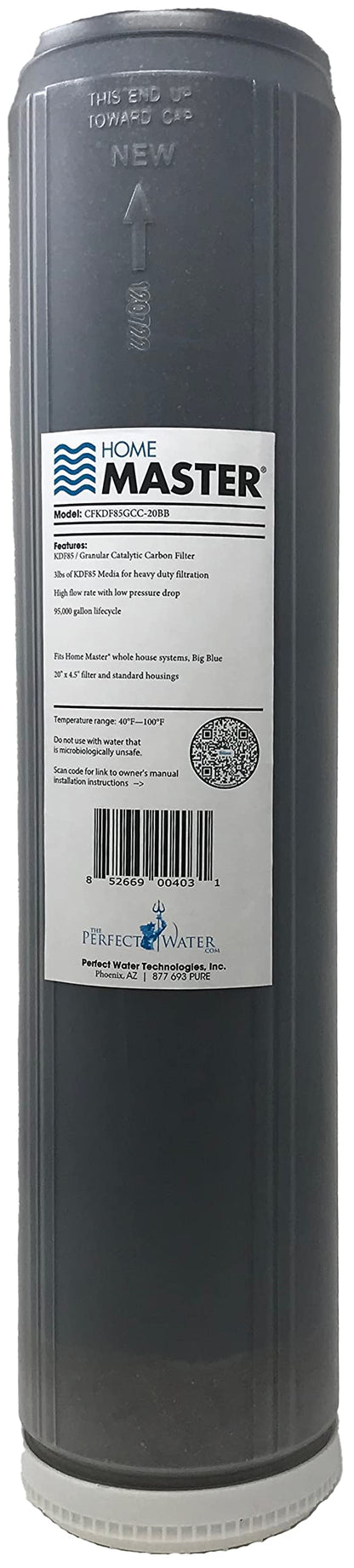 Home Master HMF2SmgCC Whole House Water Filter, 4-layer sediment filter 25 to 1 micron, Powerful Up-Flow KDF85 & Catalytic Carbon 10gpm, 1” NPT ports, Patented heavy steel bracket fits 16” wall studs