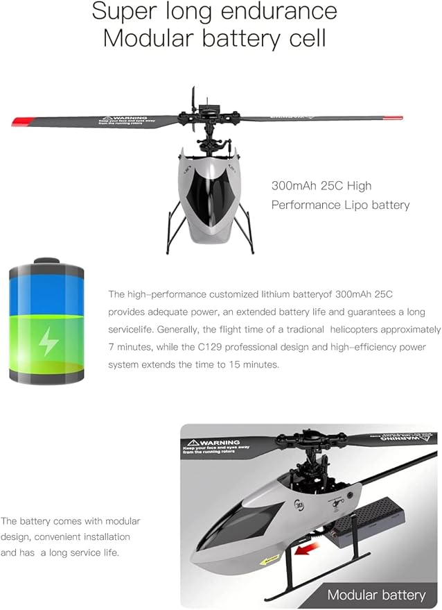 GoolRC C129 V2 RC Helicopter 4 Channel Remote Control Helicopter with 6-Axis Gyro 2.4GHz RC Aircraft with 3D Flips Altitude Hold One Key Take Off/Landing and 2 Batteries for Adults and Beginners