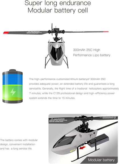GoolRC C129 V2 RC Helicopter 4 Channel Remote Control Helicopter with 6-Axis Gyro 2.4GHz RC Aircraft with 3D Flips Altitude Hold One Key Take Off/Landing and 2 Batteries for Adults and Beginners