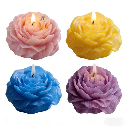 Scented Candles Set for Women Mom,4 Pack Aromatic Peony-Shaped Candle Ornament for Home,Colourful Soy Candles for Living Room and Bedroom, Birthday Gifts Valentines Day Candle