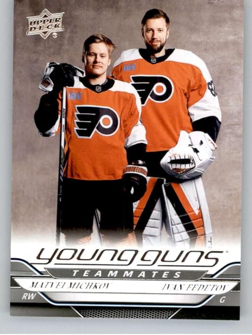 2024-25 Upper Deck Series Two #496 Matvei Michkov/Ivan Fedotov YG Young Guns RC Rookie Card Philadelphia Flyers Young Gun Official Hockey Card in Raw (NM or Better) Condition