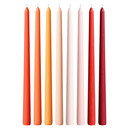 12 Inch Orange and Red Taper Candles Unscented Smokeless