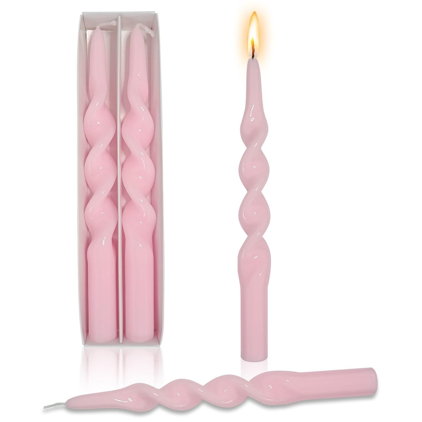 10 Inch Taper Candles Twisted Candlesticks Unscented Handmade 2 Pack Smokeless Taper Candles Dinner Table Candles for Wedding Yoga Celebration(Peach Pink)