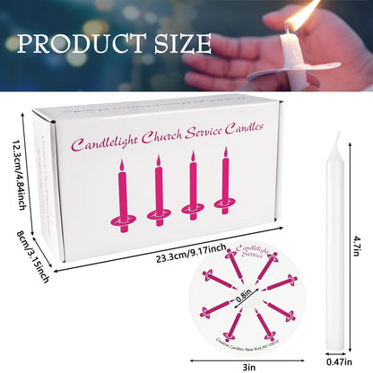 100 Pieces Church Candles- White Taper Candle Unscented with Drip Protectors-for Church Congregational Christmas Vigil-5 Inch Tall x 1/2 Inch Diameter
