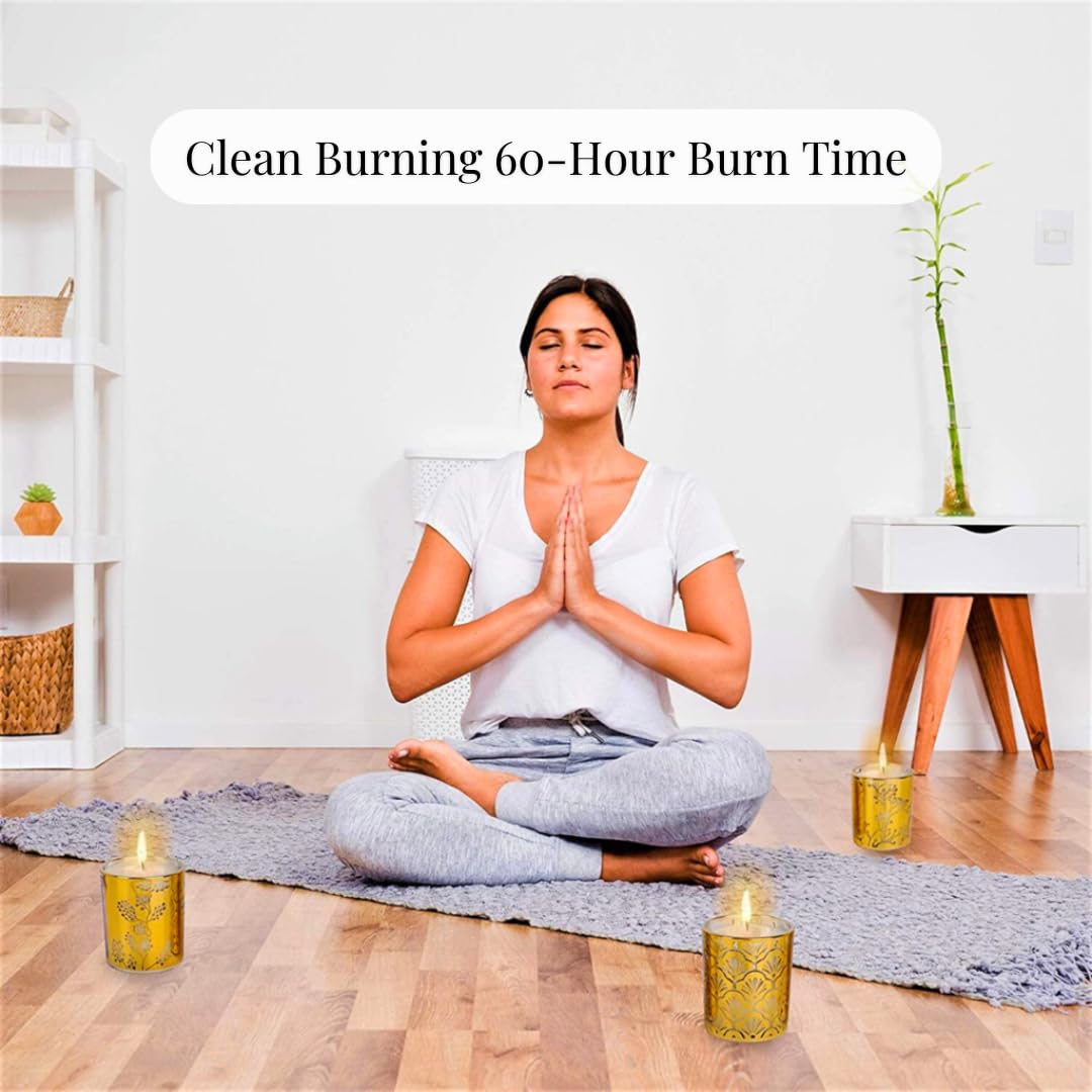 Aromatherapy Candle Gift Set of 3 Scented Candles | Strawberry Parsley, Persimmon, Eucalyptus Bergamot Soy Candles Set, Gold Candle Gifts, Relaxing Aromatherapy Candles Gift Set for Women and Men