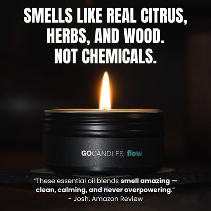 Go Candles Luxury Scented Candle Set for Men | Energy · Flow · Chill | Candles for Home | Aromatherapy | Non Toxic Coconut Soy Wax | Essential Oils | Hand-Poured USA | Candle Gift Set
